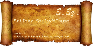 Stifter Szilvánusz névjegykártya